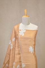 Mustard Yellow Semi Tussar Silk Three Piece Suit Set with Floral