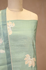 Pastel Green Semi Tussar Silk Three Piece Suit Set with Floral Print