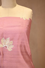 Pastel Pink Semi Tussar Silk Three Piece Suit Set with Floral