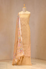 Yellow Semi Kota Silk Three Piece Suit Set with Kalamkari Dupatta