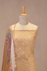 Yellow Semi Kota Silk Three Piece Suit Set with Kalamkari Dupatta