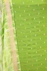 Green Semi Silk Unstitched Suit Set with Zari Butis
