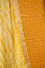 Yellow Semi Silk Unstitched Suit Set with Zari Butis