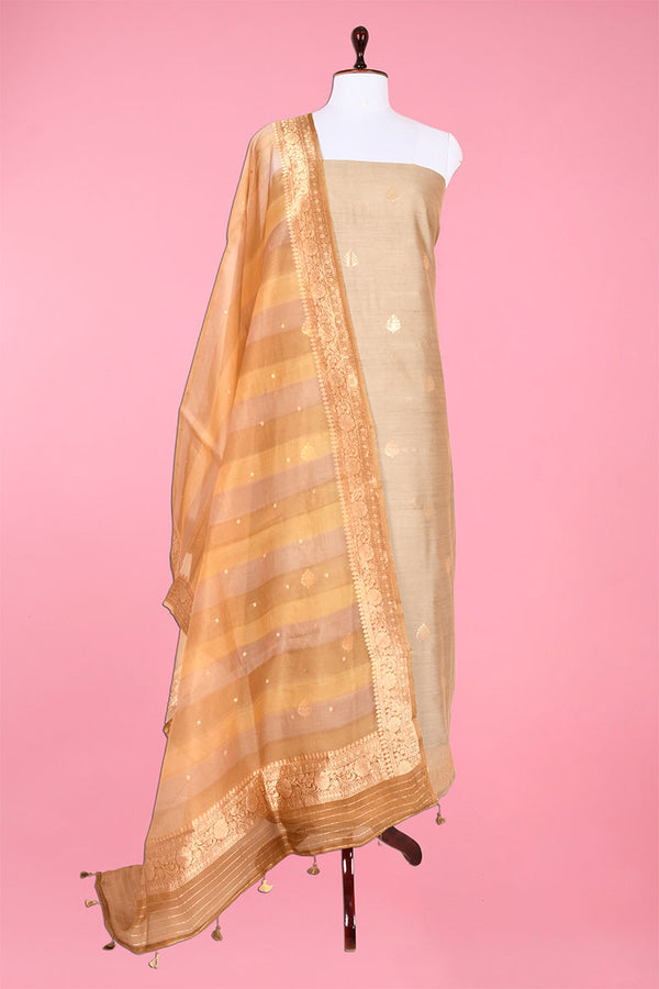 Olive Grove Handwoven Chiniya Silk Dress Material  By Chinaya Banaras
