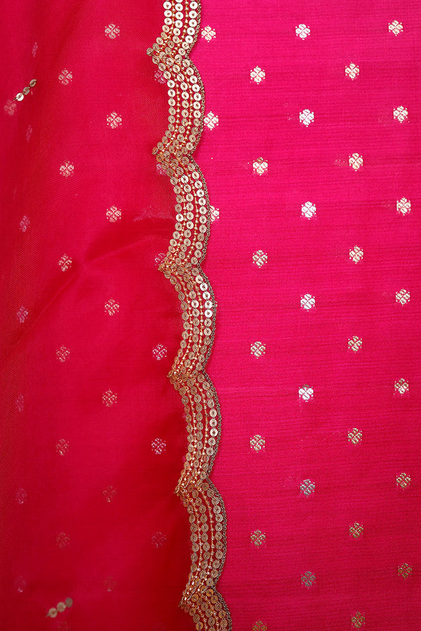 Magenta Pink Handwoven Chiniya Silk Co-ord Dress Material at Chinaya