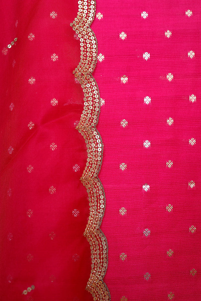 Magenta Pink Handwoven Chiniya Silk Co-ord Dress Material at Chinaya