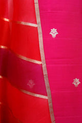 Fuscia Pink Handwoven Chiniya Silk  Co-ord Dress Material at Chinaya