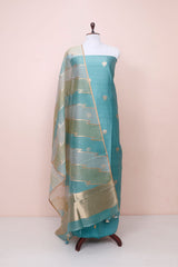 Baby Blue Handwoven Chiniya Silk Co-ord  Dress Material at Chinaya