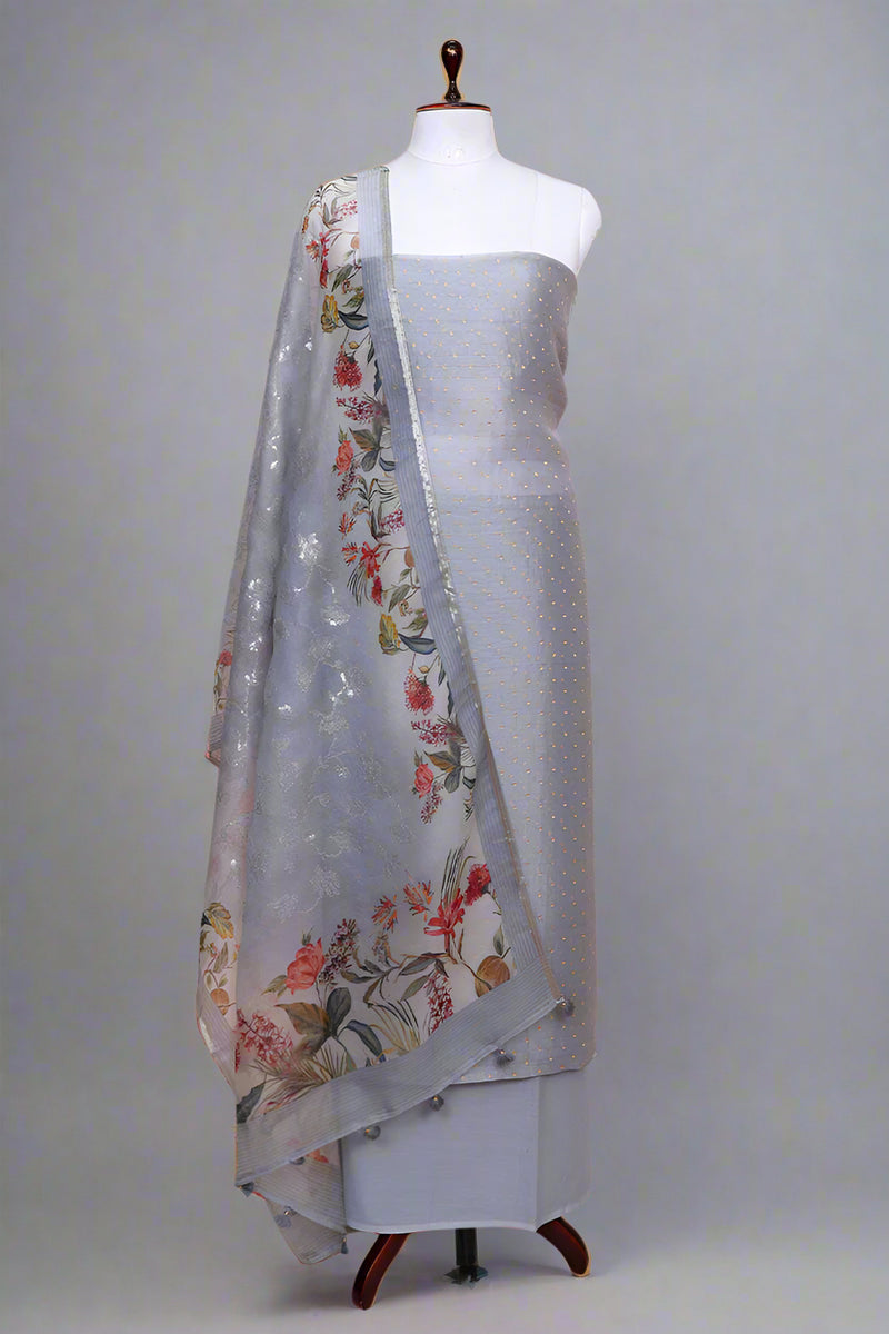 silk salwar suit dress material Buy Beige Printed Poly Chanderi Semi Stitched Salwar Suit