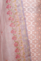 Rose Pink Embellished Tissue Silk Dress Material - Chinaya Banaras