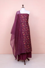 Midnight Purple Embellished Chanderi Silk Dress Material By Chinaya Banaras