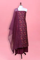 Purple Embellished Chanderi Silk Suit Set At Chinaya Banaras