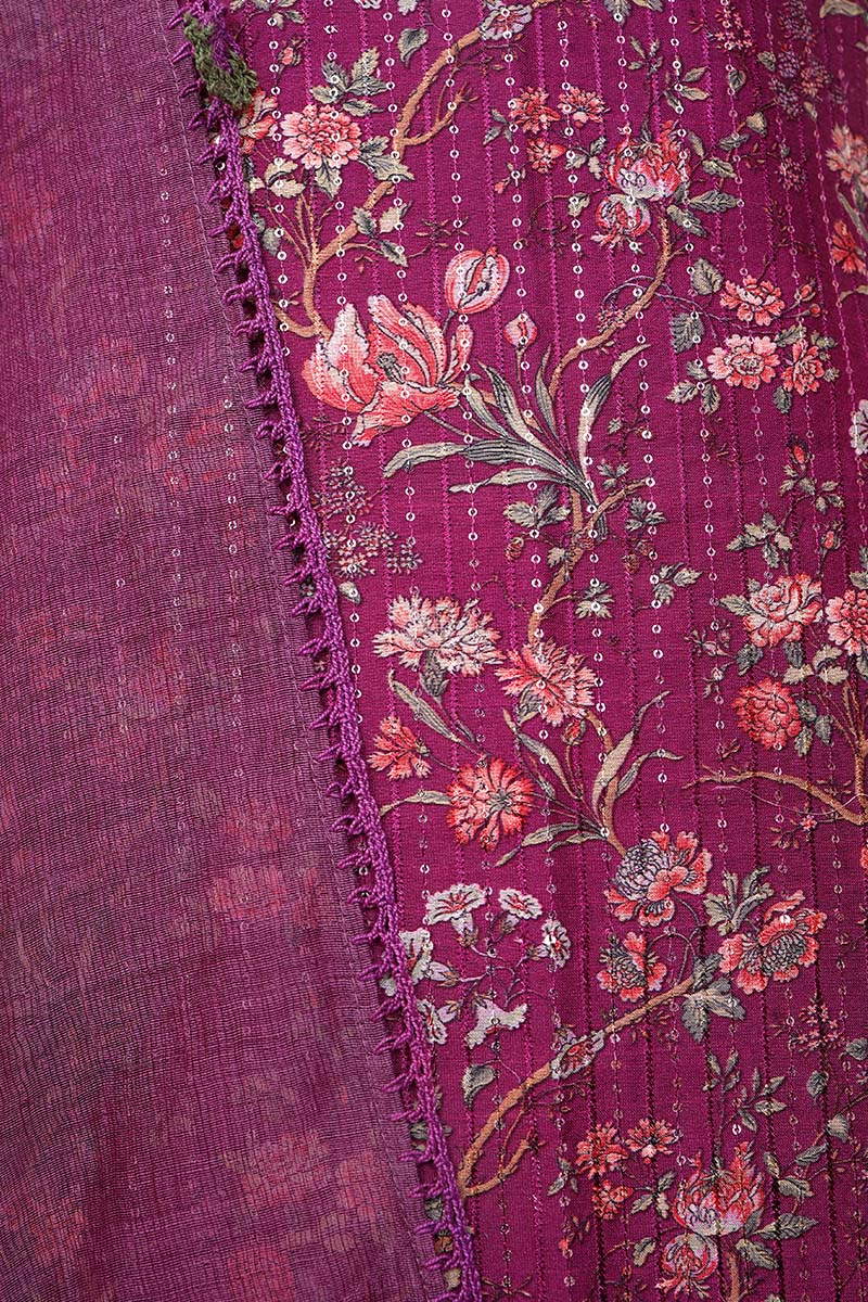 Midnight Purple Embellished Chanderi Silk Dress Material - Chinaya Banaras
