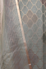Misty Grey Pink Geometrical Woven  Chanderi Silk Dress Material