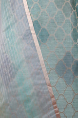 Tiffany Blue Geometrical Woven  Chanderi Silk Dress Material