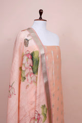Peach Woven Chanderi Silk Dress Material