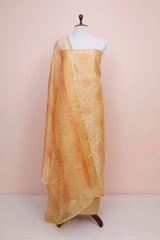 Mango Yellow Geometrical Woven Chanderi Silk Dress Material By Chinaya Banaras