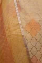 Mango Yellow Geometrical Woven Chanderi Silk Dress Material