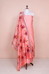 Peach Digital Printed Chanderi Silk Dress Material - Chinaya Banaras