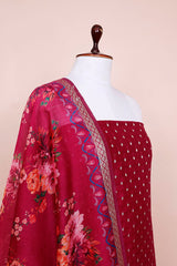 Magenta Pink Digiital Printed Chanderi Silk Dress Material