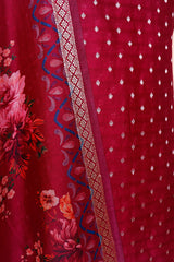 Magenta Pink Digiital Printed Chanderi Silk Dress Material