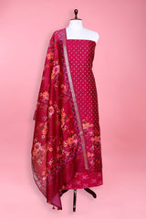 Magenta Pink Digiital Printed Chanderi Silk Dress Material