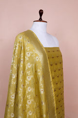 Yellow Woven Mulberry Silk Dress Material