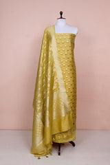 Yellow Woven Mulberry Silk Dress Material