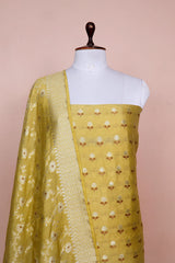 Yellow Woven Mulberry Silk Dress Material