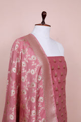 Mauve Woven Mulberry Silk Dress Material