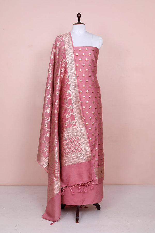 Mauve Woven Mulberry Silk Dress Material