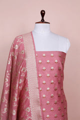 Mauve Woven Mulberry Silk Dress Material