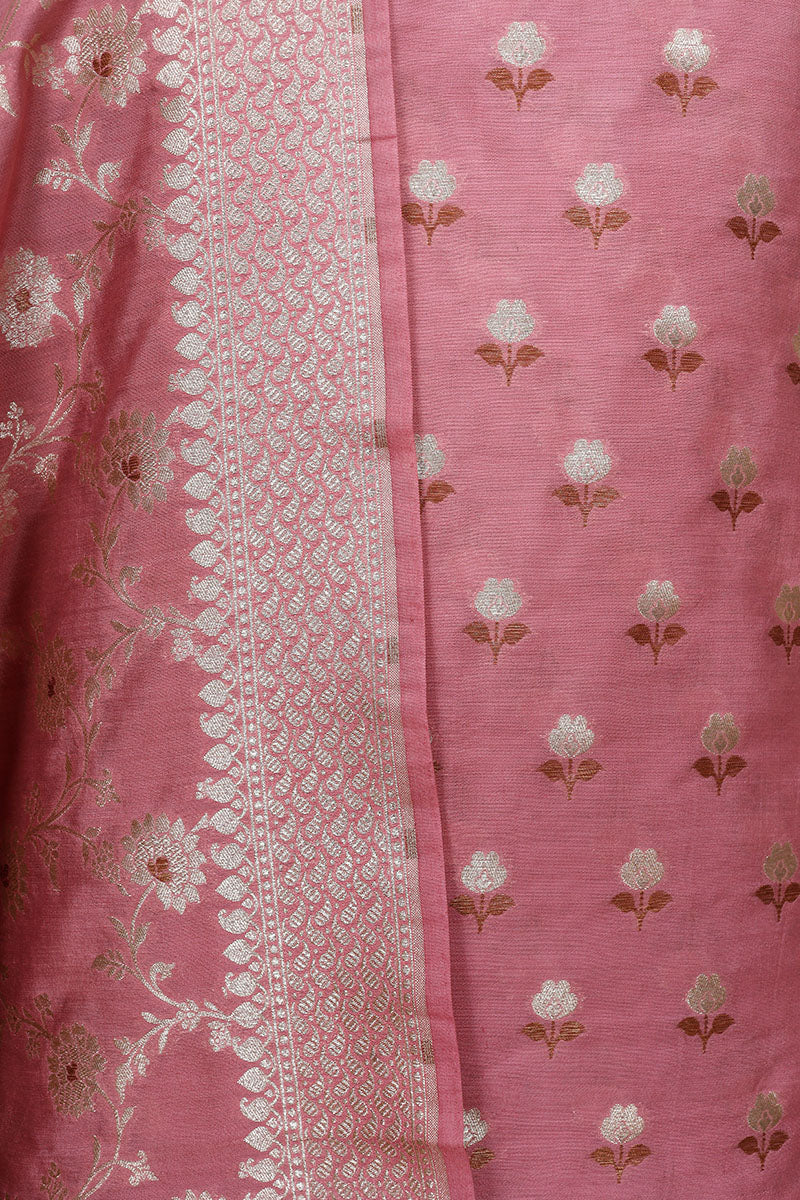Mauve Woven Mulberry Silk Dress Material
