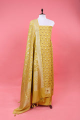 Yellow Woven Mulberry Silk Suit Set At Chinaya Banaras