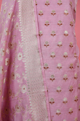 Rose Pink Woven Mulberry Silk Dress Material - Chinaya Banaras