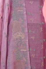 Rust Purple Embroidered Soot Cotton Dress Material - Chinaya Banaras