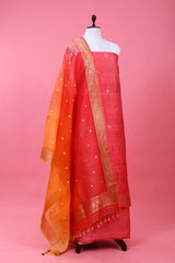 Rose Pink Handwoven Chiniya Silk Dress Material - Chinaya Banaras