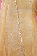 Light Yellow Embellished Tissue Silk Dress Material - Chinaya Banaras
