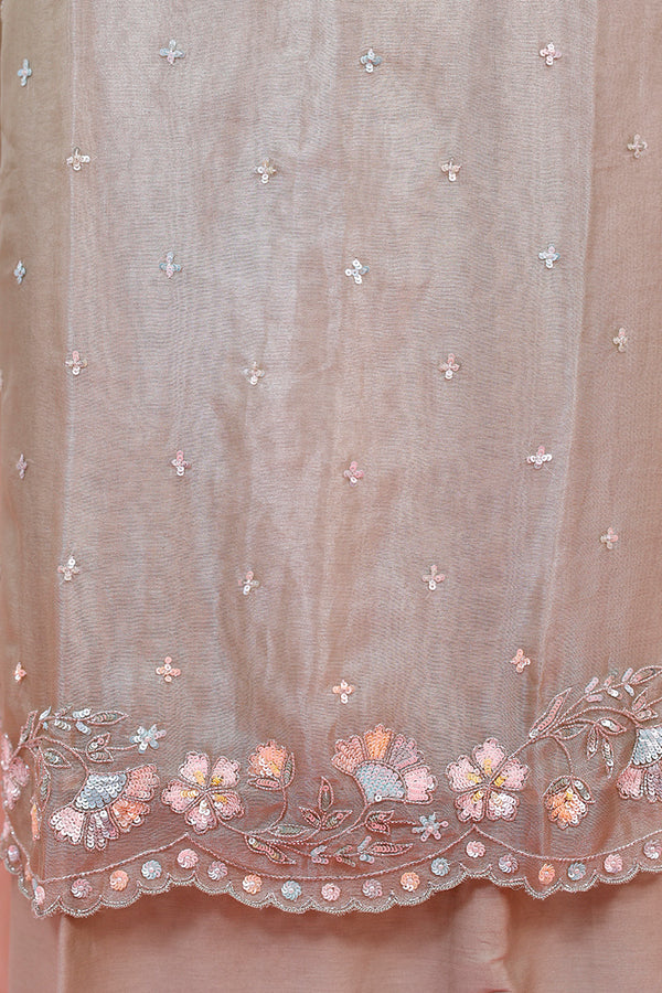 Grey Embellished Tissue Silk Dress Material - Chinaya Banaras
