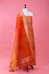Caramel Brown Handwoven Tussar Silk Dress Material - Chinaya Banaras
