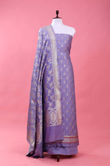 Purple Woven Mulberry Silk Suit Piece By Chinaya Banaras