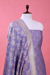 Lilac Purple Woven Mulberry Silk Suit Piece - Chinaya Banaras