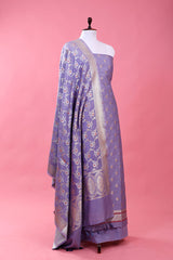 Lilac Purple Woven Mulberry Silk Suit Piece - Chinaya Banaras