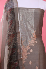 Sage Green Ethnic Woven Moonga Silk Dress Material - Chinaya Banaras