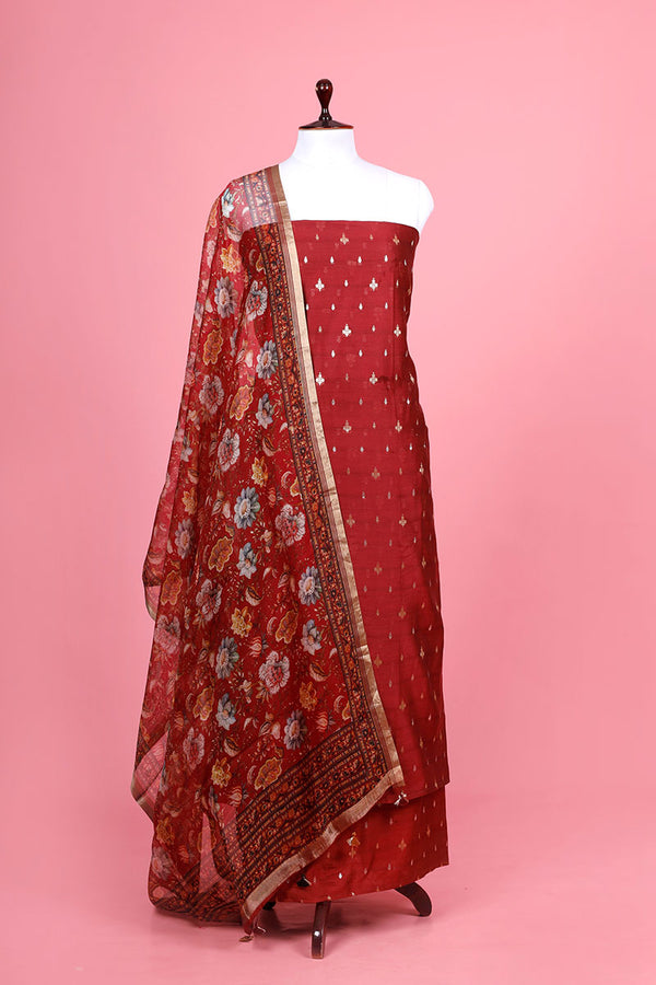 Maroon Silk Suit Piece By Chinaya Banaras