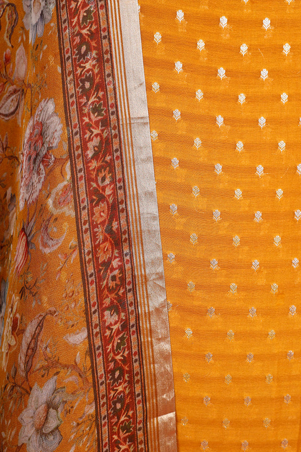 Mustard Woven Chanderi Silk Suit Piece