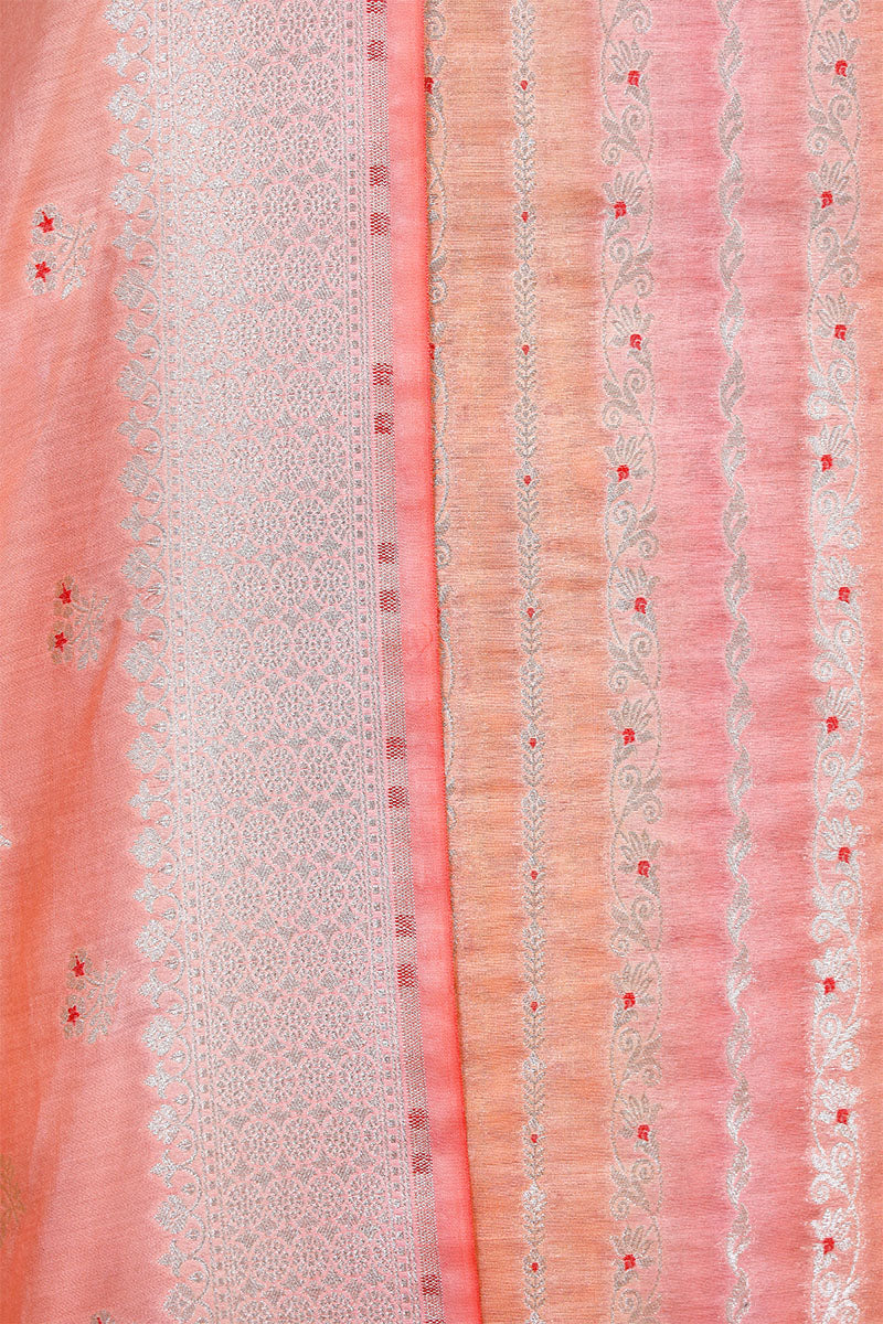 Peach Striped Rangkat Mulberry Silk Suit Piece