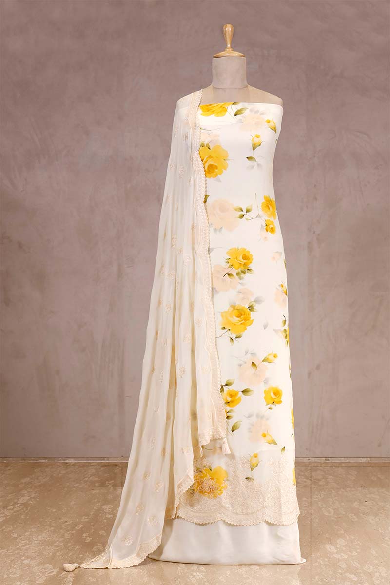 white suit set, offwhite suit set, salwar suits for wedding​, dress material, wedding suit, women suit set, women suit piece