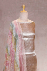 Baby Pink Tissue Silk Suit Set with Embellished Printed Dupatta