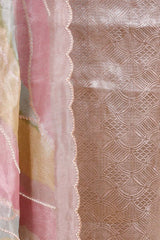 Baby Pink Tissue Silk Suit Set with Embellished Printed Dupatta